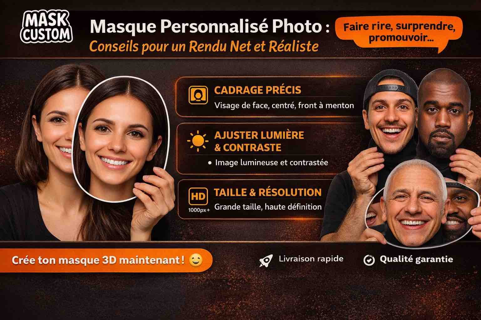 Masque personnalisé photo - conseils pour un rendu net et réaliste