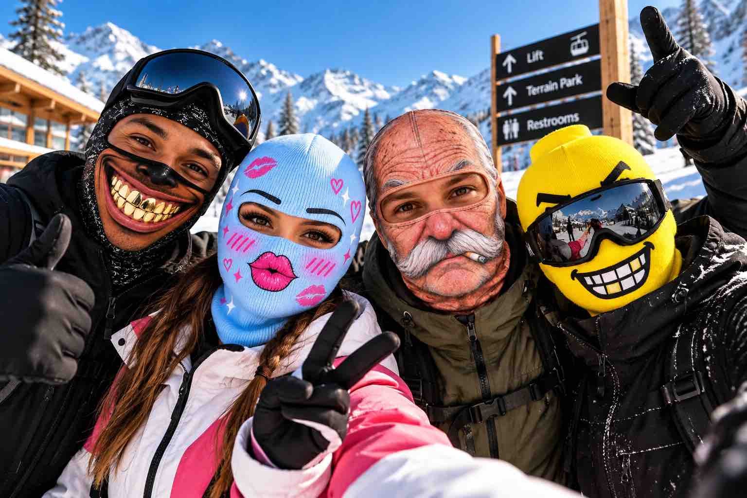 Cagoule visage drôle avec imprimé réaliste