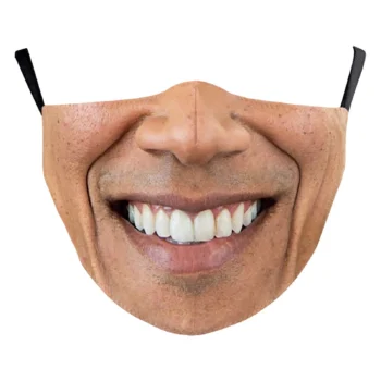 Masque Barack Obama avec sourire et dents visibles, attaches élastiques noires